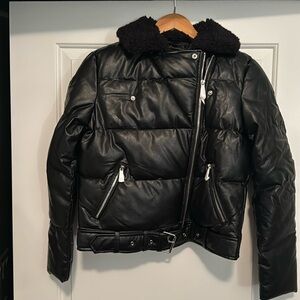 Express Fur Collar Puffer Moto Jacket